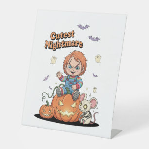 Cutest Nightmare Chucky Halloween Pedestal Sign