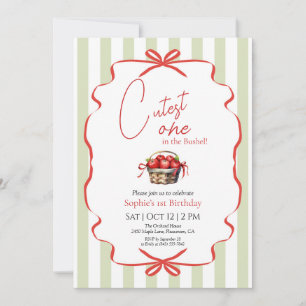 Cutest One in the Bushel First Birthday Invitation