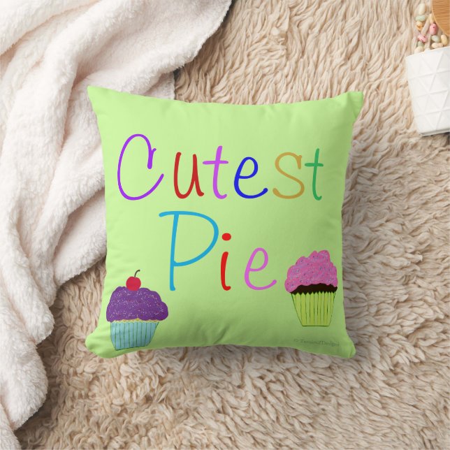 Cutest Pie Pink Purple Cupcakes Baby Girl Cushion (Blanket)