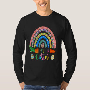 Cutest Pre K Grade Bunnies Eggs Boho Rainbow Happy T-Shirt