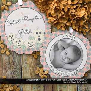 Cutest Pumpkin–Baby's First Halloween Pastel Colou Tree Decoration Card