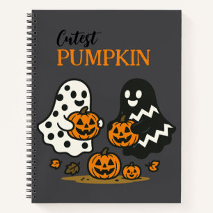 Cutest Pumpkin Ghosts - Grey Spiral Notebook