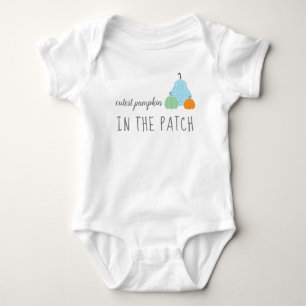 Cutest Pumpkin In The Patch Autumn Fall Blue Baby Bodysuit