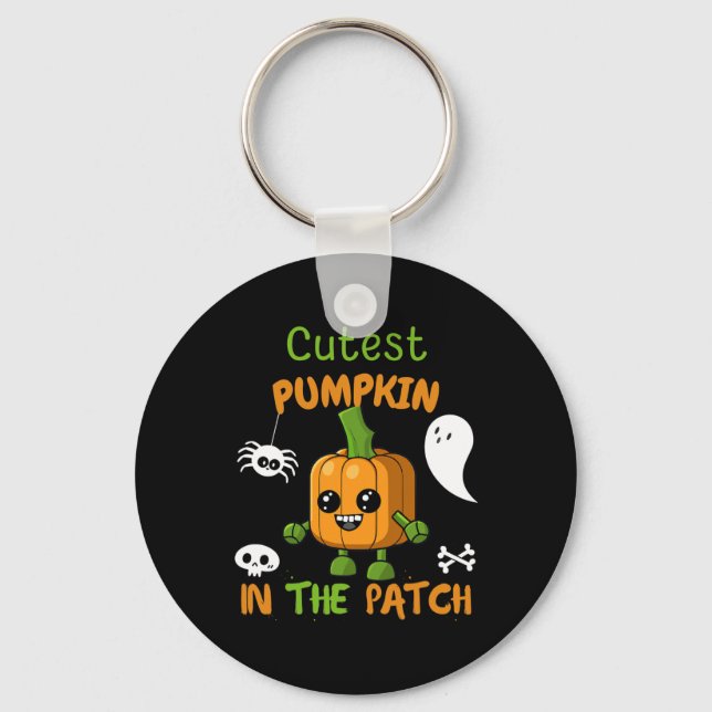 Cutest Pumpkin In The Patch Boy Girl Toddler Fall  Key Ring (Front)
