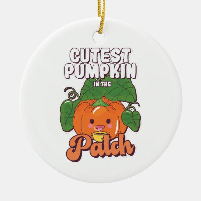 cutest pumpkin in the patch ceramic tree decoration (Front)