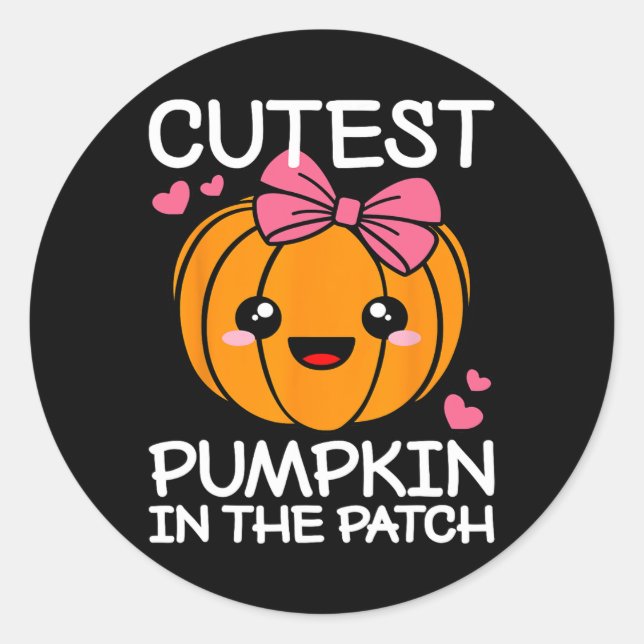 Cutest Pumpkin In The Patch Fun Halloween Thanksgi Classic Round Sticker (Front)