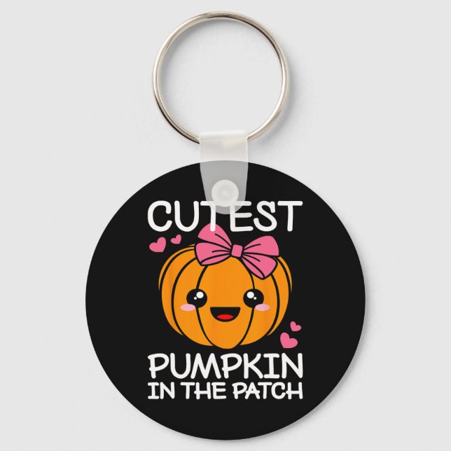 Cutest Pumpkin In The Patch Fun Halloween Thanksgi Key Ring (Front)