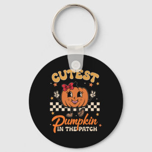Cutest Pumpkin In The Patch Funny Halloween Thanks Key Ring