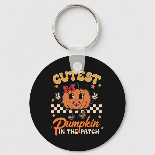 Cutest Pumpkin In The Patch Funny Halloween Thanks Key Ring (Front)
