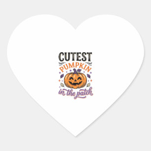Cutest Pumpkin In The Patch Halloween Shirt Design Heart Sticker