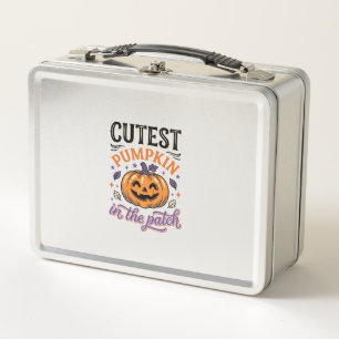 Cutest Pumpkin In The Patch Halloween Shirt Design Metal Lunch Box