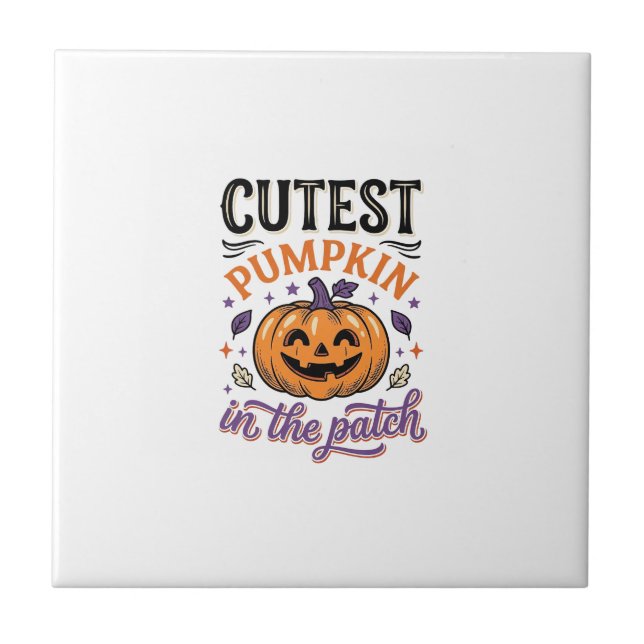 Cutest Pumpkin In The Patch Halloween Shirt Design Tile (Front)