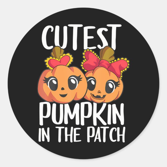 Cutest Pumpkin In The Patch Kid Girls Halloween Classic Round Sticker (Front)