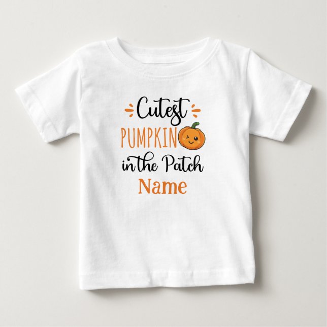 Cutest Pumpkin in the Patch Personalised Baby T-Shirt (Front)
