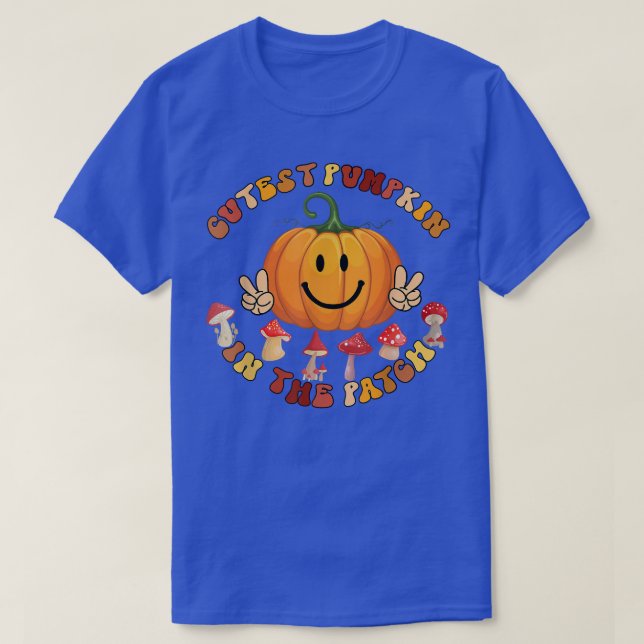 Cutest pumpkin in the patch retro fall autumn pump T-Shirt (Design Front)