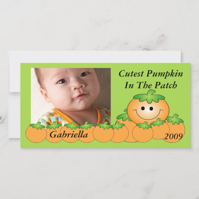 Cutest Pumpkin Kids Halloween Photo Card (Front)