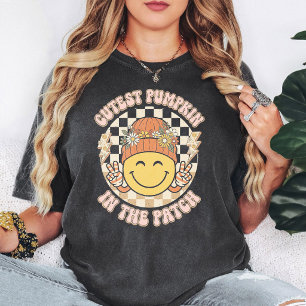 Cutest Pumpkin Patch Groovy Smiley Peace Fall T-Shirt