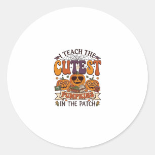 Cutest Pumpkins Halloween Teacher Glasses Books_1 Classic Round Sticker