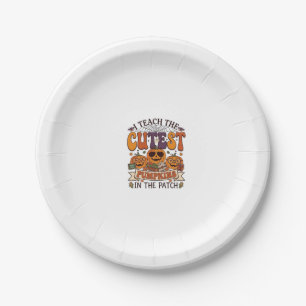 Cutest Pumpkins Halloween Teacher Glasses Books_1 Paper Plate