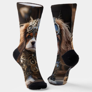Cutest Steampunk Cavalier Spaniel Puppy, Socks