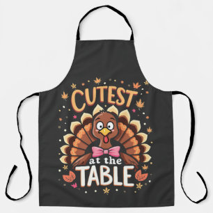 Cutest Turkey at the Table Funny Thanksgiving  Apron