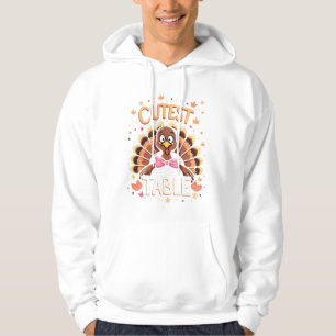 Cutest Turkey at the Table Funny Thanksgiving Hoodie