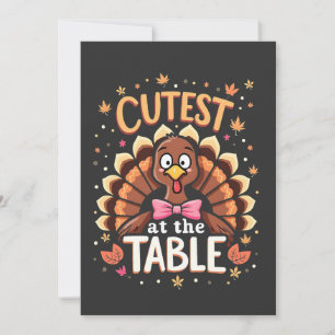 Cutest Turkey at the Table Funny Thanksgiving Invitation