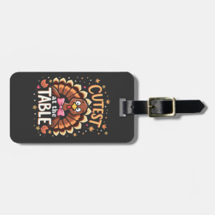 Cutest Turkey at the Table Funny Thanksgiving Luggage Tag