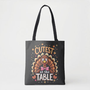 Cutest Turkey at the Table Funny Thanksgiving  Tote Bag