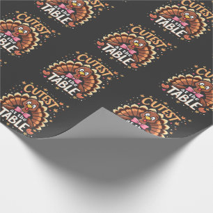Cutest Turkey at the Table Funny Thanksgiving  Wrapping Paper