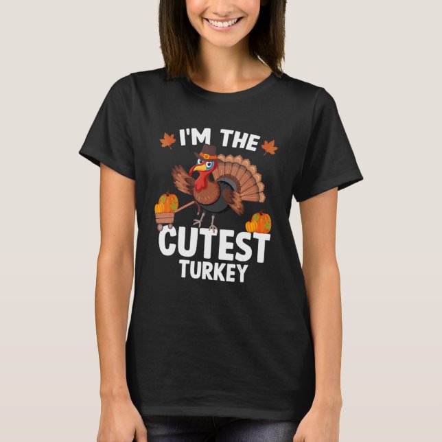 Cutest Turkey Family  Thanksgiving T-Shirt (Front)