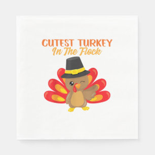 Cutest Turkey In Flock Happy Thanksgiving Day Boy Napkin
