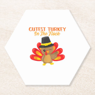 Cutest Turkey In Flock Happy Thanksgiving Day Boy Paper Coaster