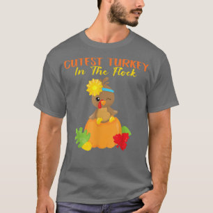 Cutest Turkey In Flock Happy Thanksgiving Day Girl T-Shirt
