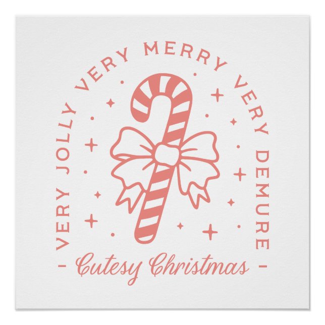 Cutesy demure Christmas coquette pink aesthetic Poster (Front)