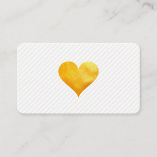 Cutesy Gold Heart Stripe Pattern Business Card