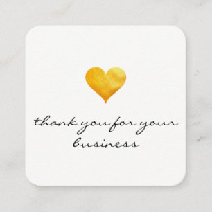 Cutesy Gold Heart Thank You Loyalty Card