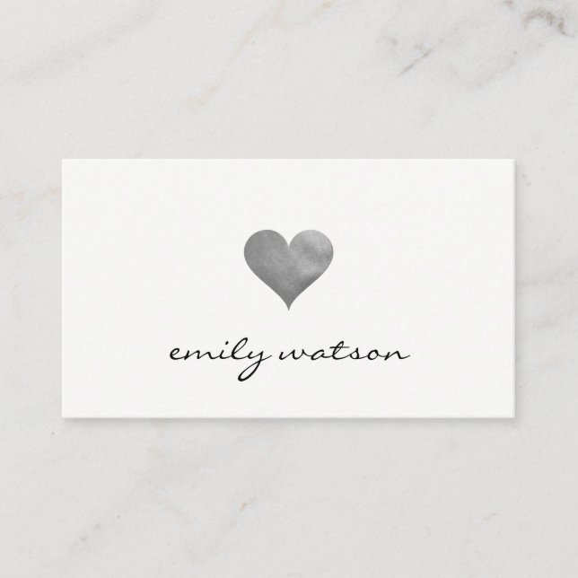 Cutesy Grey Heart Business Card (Front)