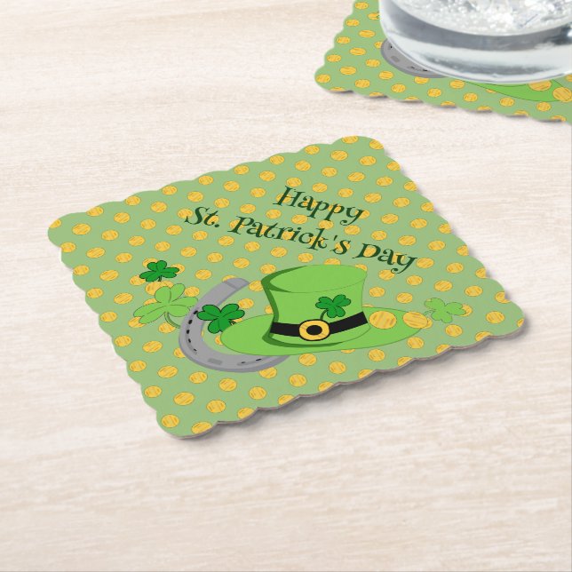 Cutesy Luck for the Irish Paper Coaster (Angled)