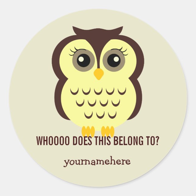 Cutesy Owl THIS BELONGS TO Stickers (Front)