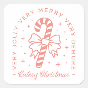 Cutesy very demure merry Christmas pink aesthetic Square Sticker