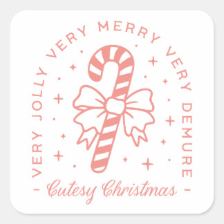 Cutesy very demure merry Christmas pink aesthetic Square Sticker