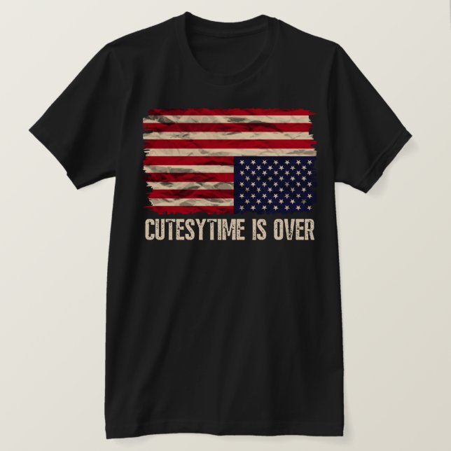 Cutesytime Is Over Upside Down American Flag T-Shirt (Design Front)