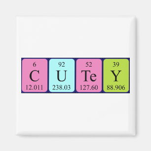 Cutey periodic table name magnet