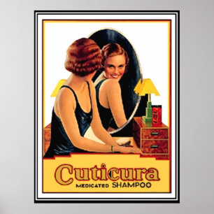 Cuticure medicated shampoo vintage poster