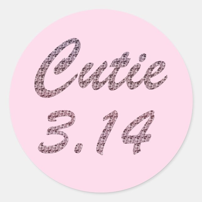 Cutie 3.14 Pi Day Pink Classic Round Sticker (Front)