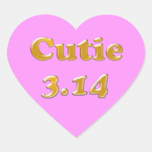 Cutie 3.14 Pi Day Pink Heart Sticker