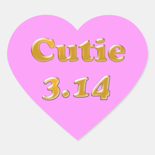 Cutie 3.14 Pi Day Pink Heart Sticker (Front)