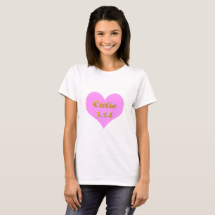 Cutie 3.14 Pi Day Pink Heart T-Shirt