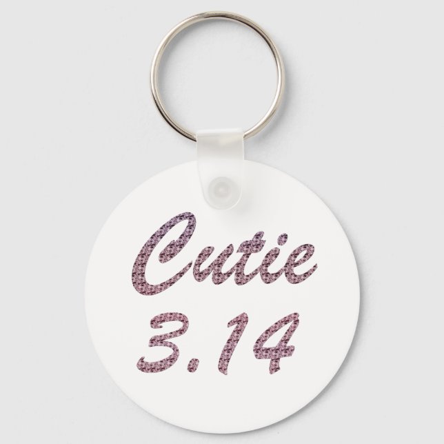 Cutie 3.14 Pi Day Pink Key Ring (Front)